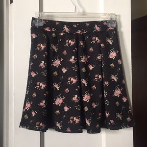 Black Floral Skater Skirt